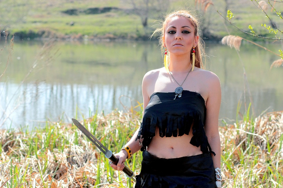 Warrior Blonde Sword Woman Wild Girl Beauty
